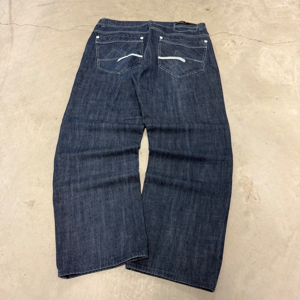Parish Nation Baggy Jeans Mens 38x32 Dark Wash Wide Leg Y2K Streetwear Indigo